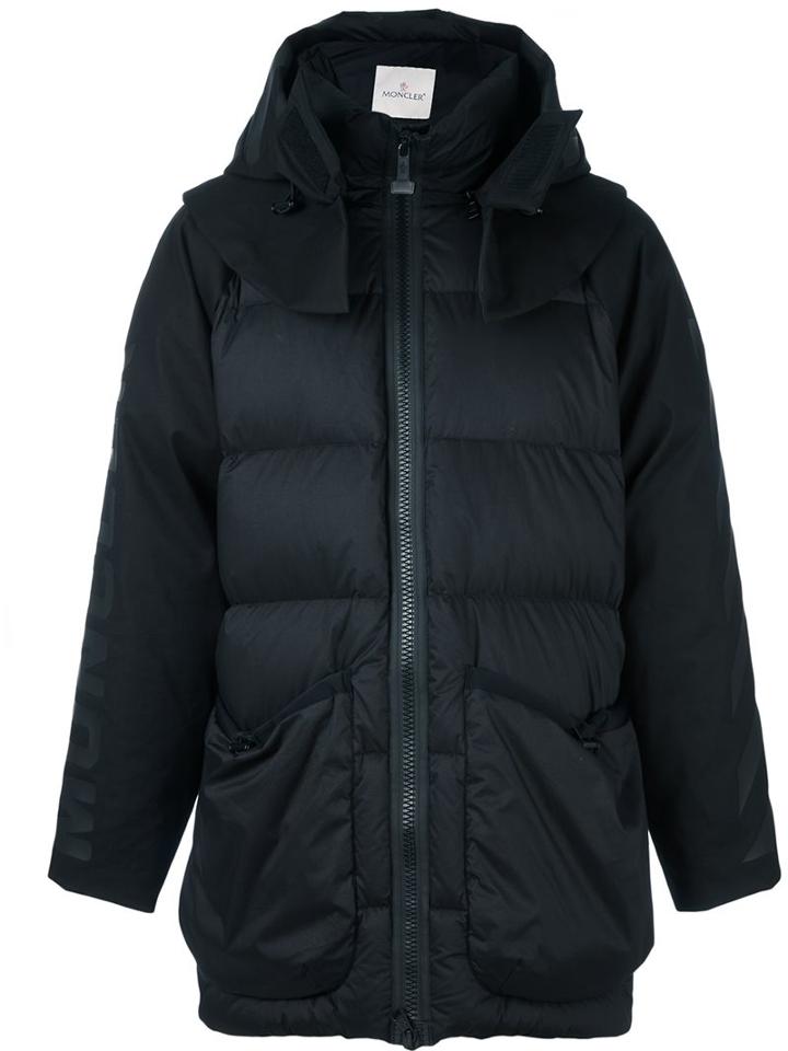 Moncler X Off-white Hooded Long Padded Jacket, Men's, Size: Small, Black, Cotton/feather Down/polyamide