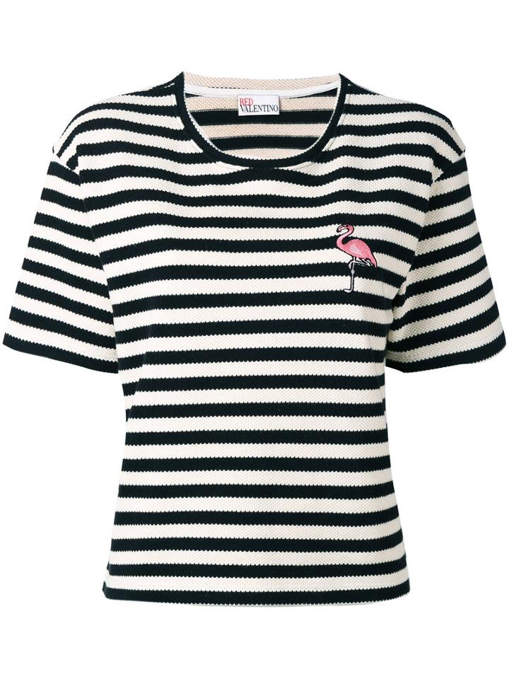 Red Valentino Flamingo Logo Top, Women's, Size: Large, White, Cotton/viscose