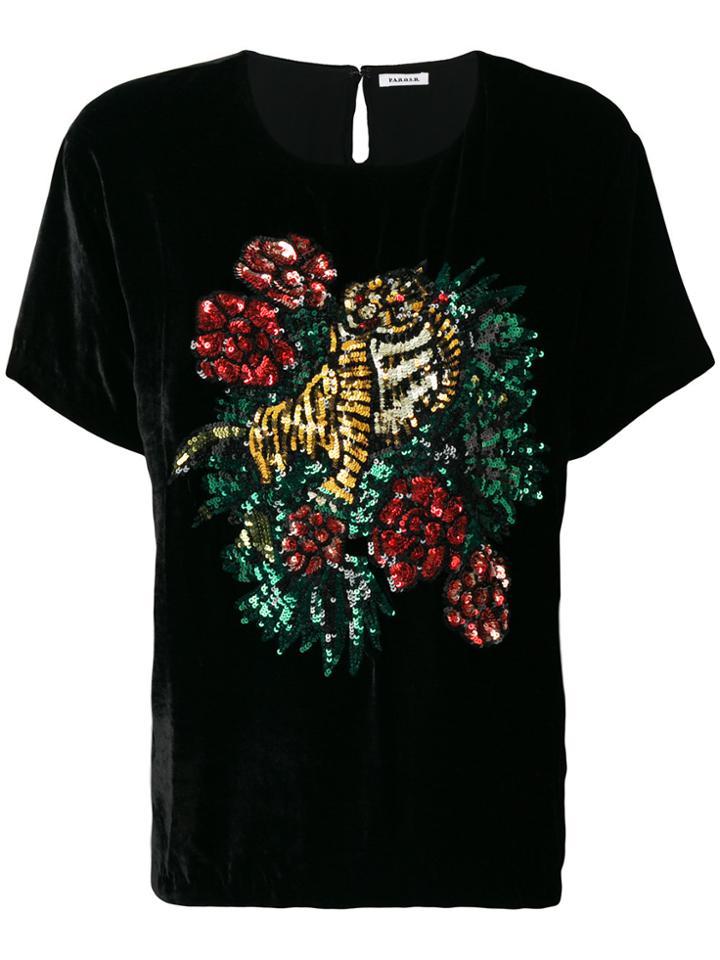P.a.r.o.s.h. Sequin Tiger T-shirt - Black