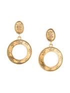 Chanel Vintage Crown Circle Swing Earrings - Gold