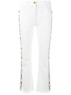 Etro Embroidered Side Panel Cropped Jeans - White
