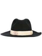 Borsalino Strap Detail Fedora Hat, Men's, Size: 60, Black, Rabbit Fur