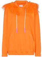 Natasha Zinko Faux-feather Trimmed Hoodie - Orange