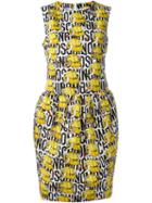 Moschino Hard Hat Print Dress, Women's, Size: 40, Yellow/orange, Polyamide/other Fibers/rayon