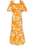 Johanna Ortiz Listen To Your Heart Floral Print Maxi Dress - Orange