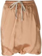 Rick Owens Drop Crotch Track Shorts, Women's, Size: 40, Nude/neutrals, Cupro/viscose