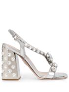 Miu Miu Rhinestone-embellished Sandals - Silver