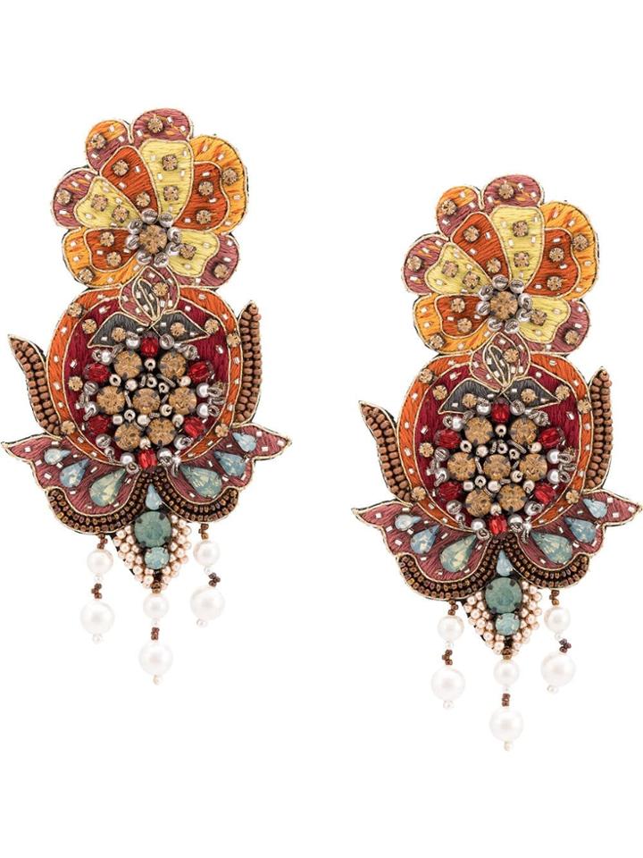 Etro Oversized Embellished Earrings - Multicolour