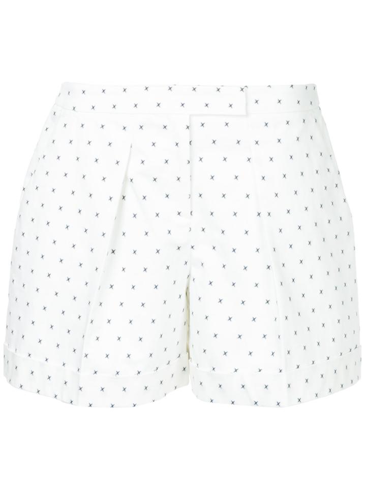 Jil Sander Navy Micro-print Pleated Shorts - White