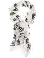 Alexander Mcqueen Skull Print Scarf, Women's, Nude/neutrals, Silk