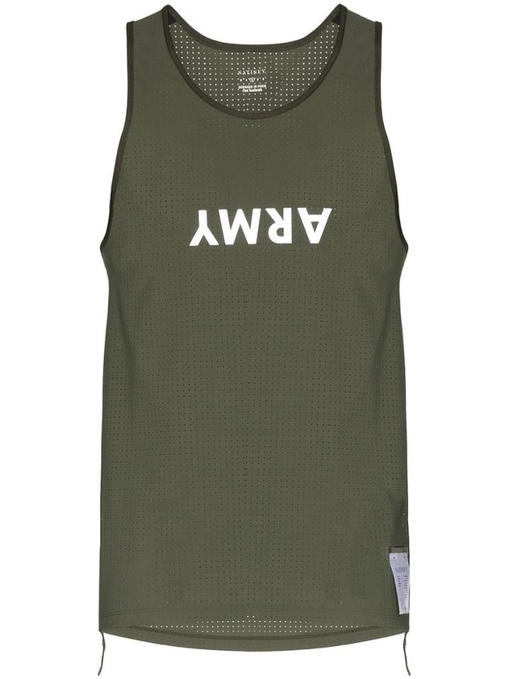 Satisfy Army Print Perforated Vest - Green