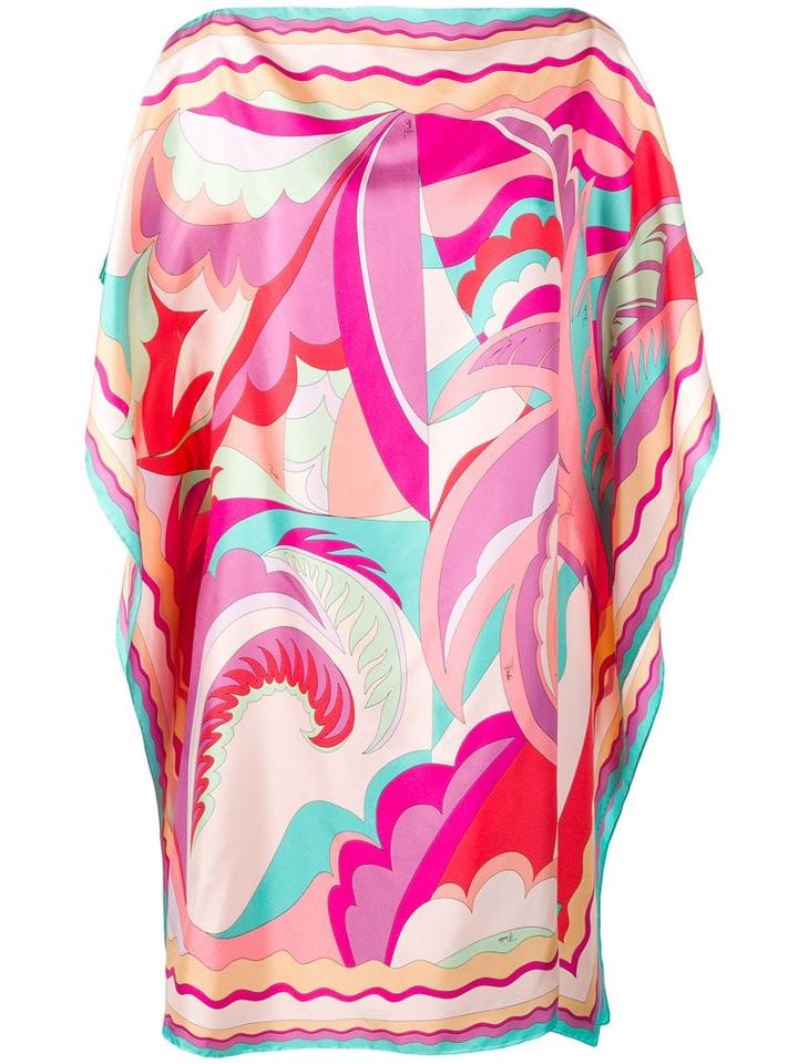 Emilio Pucci Acapulco Print Silk Short Beach Kaftan - Pink