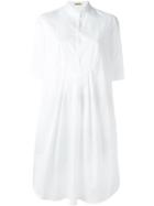 Peter Jensen Front Bib Shirt Dress, Women's, Size: M, White, Cotton