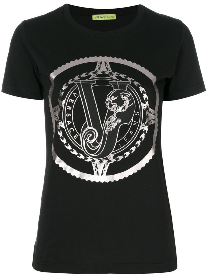 Versace Jeans - Logo Print T-shirt - Women - Cotton - Xs, Black, Cotton