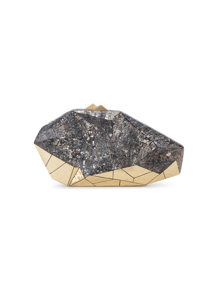 Nathalie Trad - Polygonia Clutch - Women - Brass/stone - One Size, Grey, Brass/stone