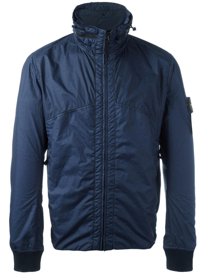 Stone Island High Neck Jacket, Men's, Size: Medium, Blue, Polyamide/polyurethane Resin