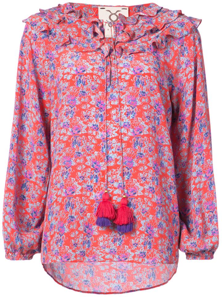 Figue Millie Ruffled Floral Blouse - Red