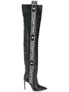 Dsquared2 Logo Stripe Knee-high Boots - Black