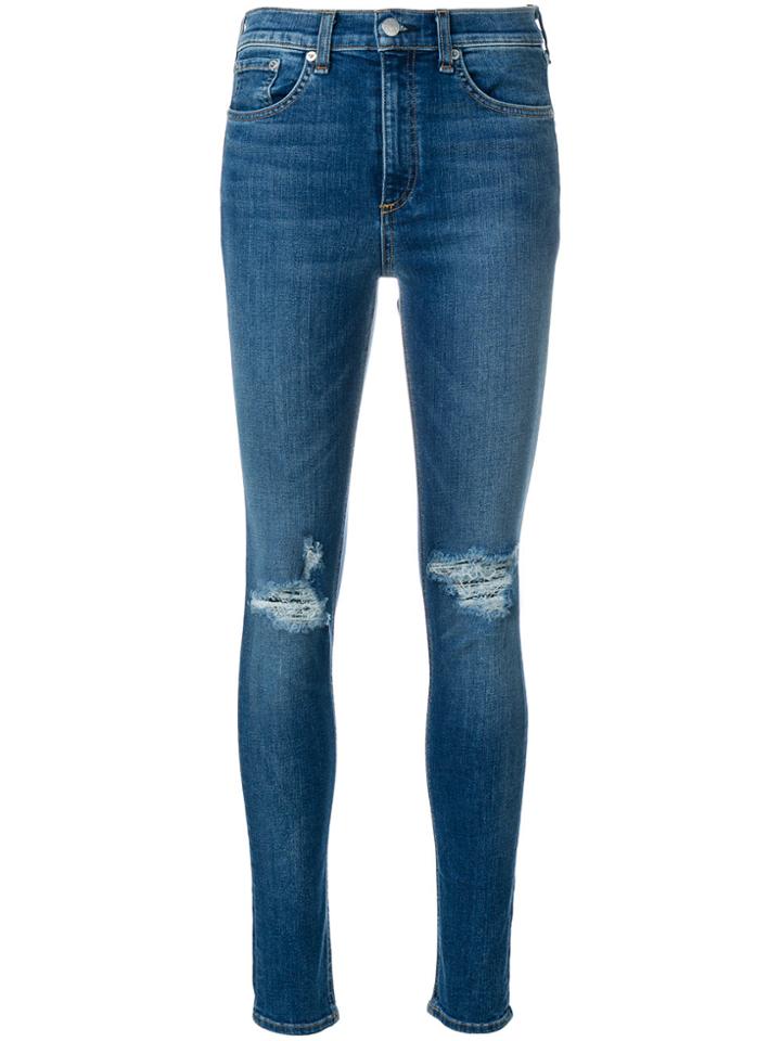 Rag & Bone Distressed Skinny Jeans - Blue