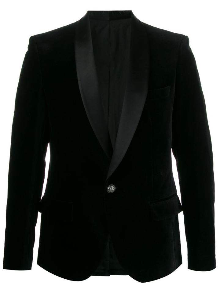 Balmain Satin Lapel Blazer - Black