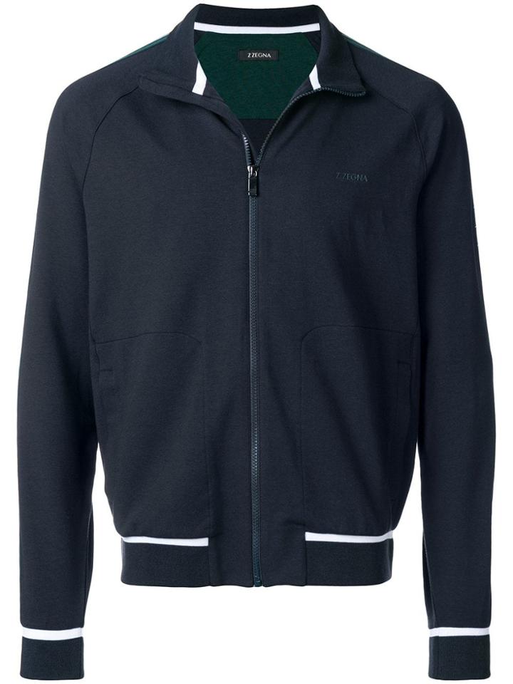 Z Zegna Side Stripe Zipped Sweatshirt - Blue