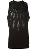 Neil Barrett Lightning Bolt Print Tank, Men's, Size: Small, Black, Cotton