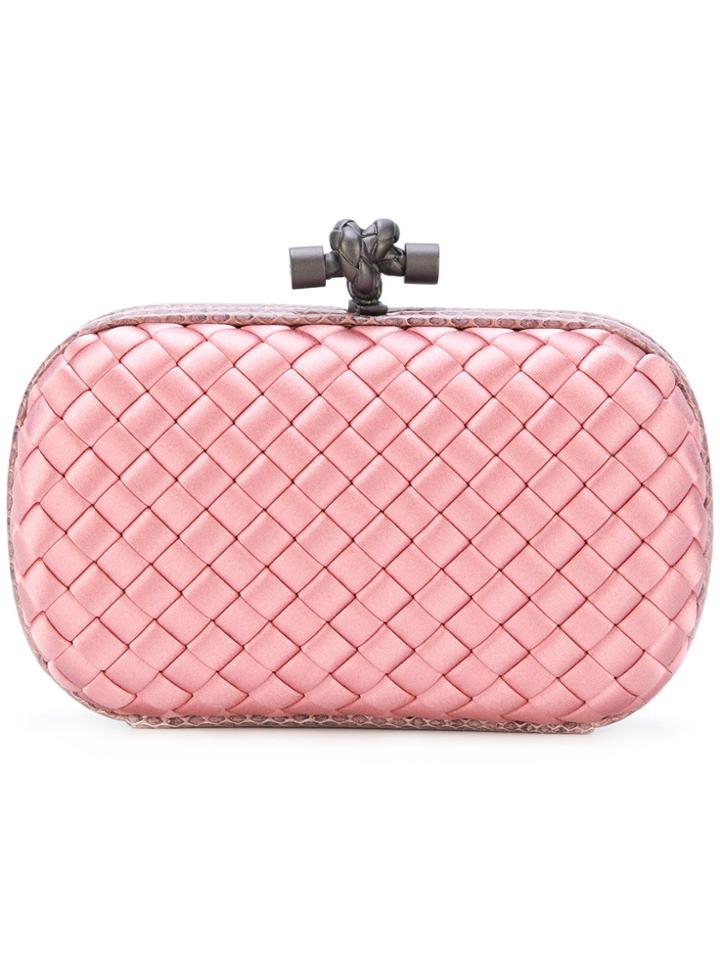Bottega Veneta Woven Clasp Clutch - Pink & Purple