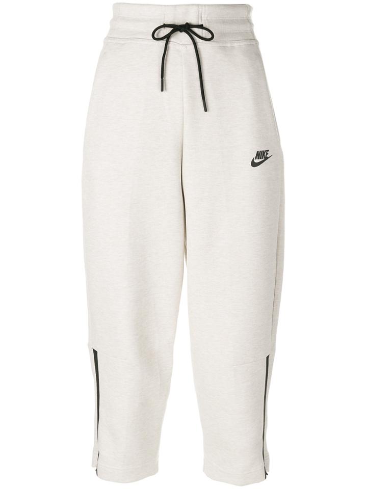 Nike High Waisted Cropped Track Pants - White