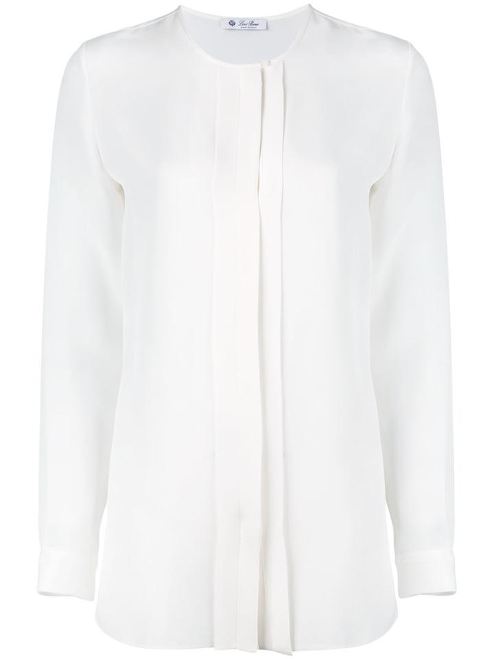 Loro Piana - Pleated Detail Shirt - Women - Silk - 44, White, Silk