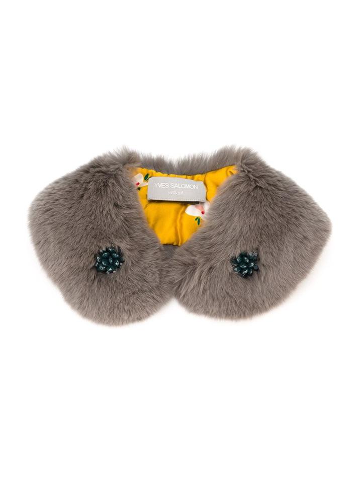 Yves Salomon Enfant Fur Collar, Girl's, Grey