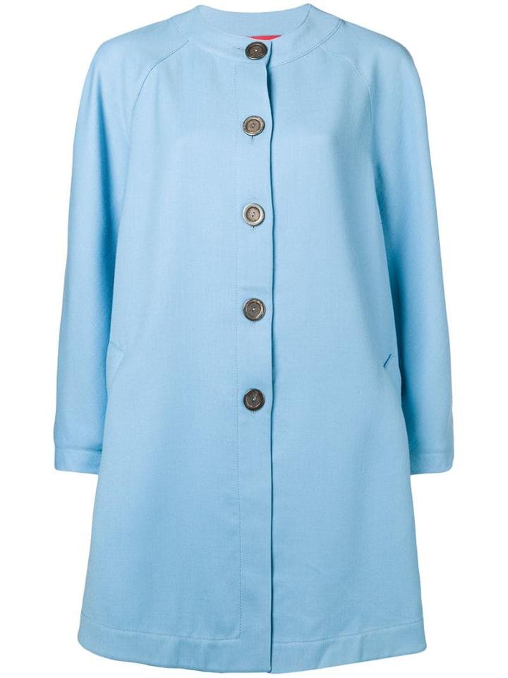 Emanuel Ungaro Pre-owned Flared Collarless Coat - Blue