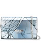Moschino Cracked Effect Wallet Crossbody Bag, Women's, Blue