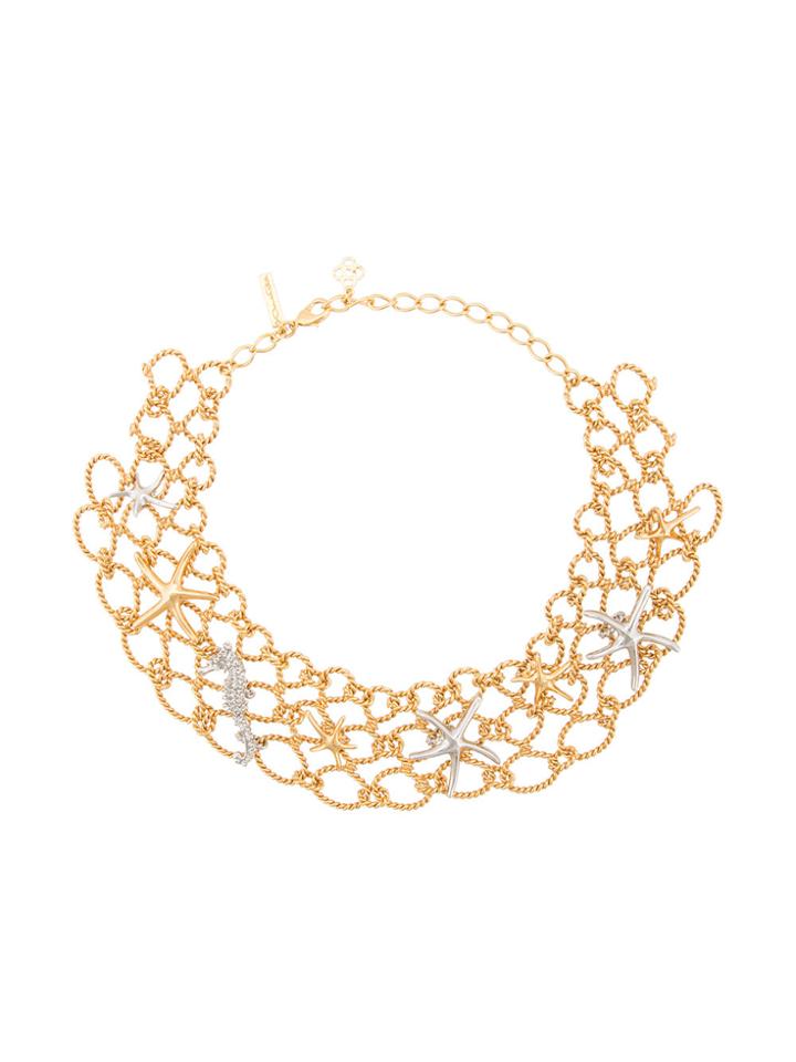 Oscar De La Renta Fishnet Star Fish Necklace - Yellow & Orange