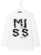 Miss Blumarine Logo Embellished Top, Girl's, Size: 10 Yrs, White