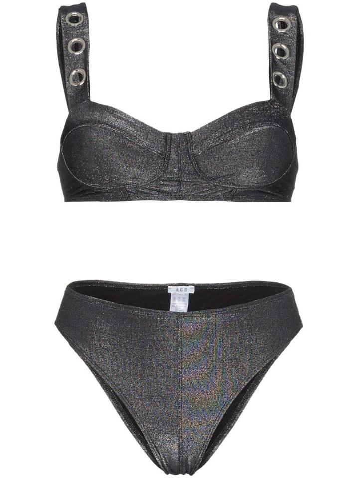 Ack Amore Lurex High Waisted Bikini - Silver