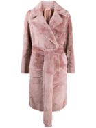 Nº21 Belted Fur Coat - Pink