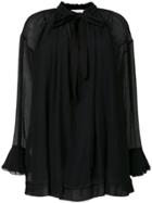 See By Chloé Gathered Pussy Bow Blouse - Black