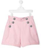 Balmain Kids Teen Button-embellished Shorts - Pink