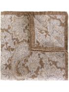 Eleventy Floral Print Pocket Square, Men's, Brown, Linen/flax/cotton