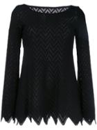 Azzedine Alaia Chevron Hem Blouse, Women's, Size: 38, Black, Viscose/cotton/polyester/polyamide