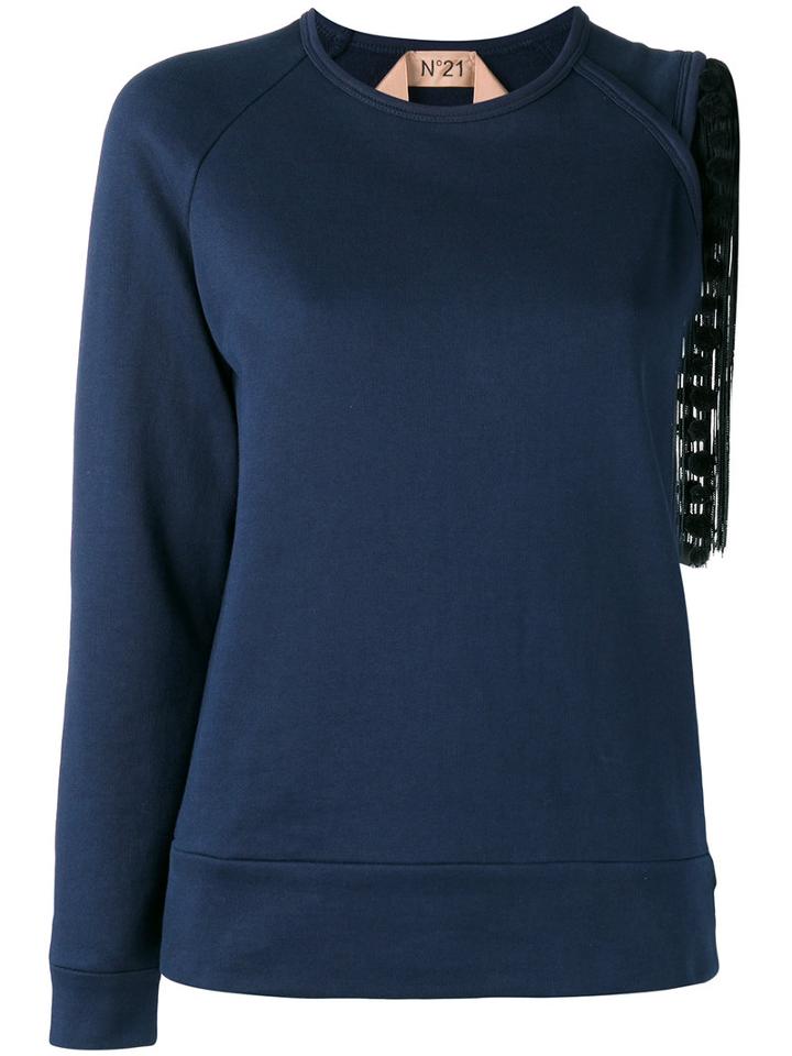 No21 - Asymmetric Knitted Top - Women - Cotton - 40, Women's, Blue, Cotton