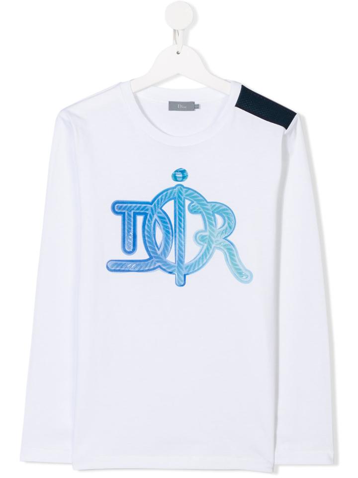 Baby Dior Teen Logo Print T-shirt - White