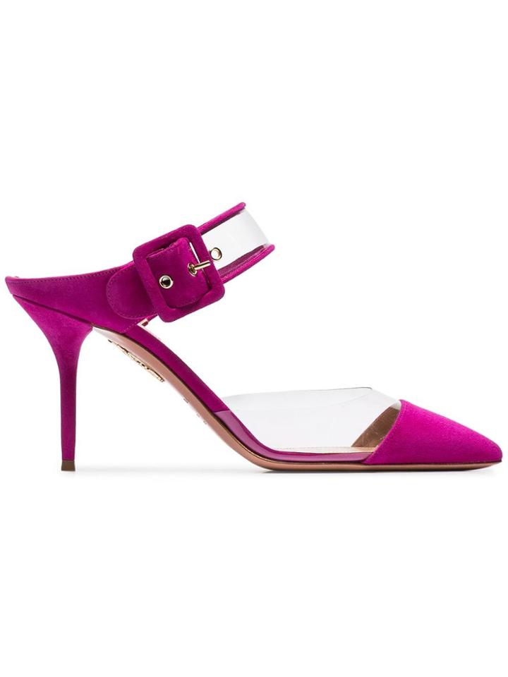 Aquazzura Optic 85 Suede Mules - Pink
