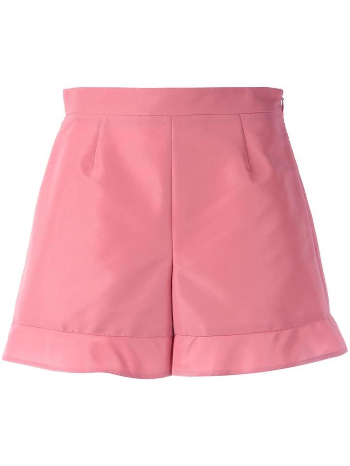 Red Valentino Ruffled Hem Shorts, Women's, Size: 42, Pink/purple, Polyester