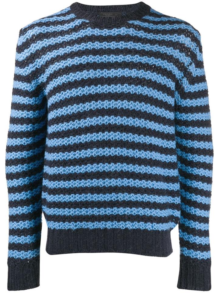 Prada Striped Knit Sweater - Blue