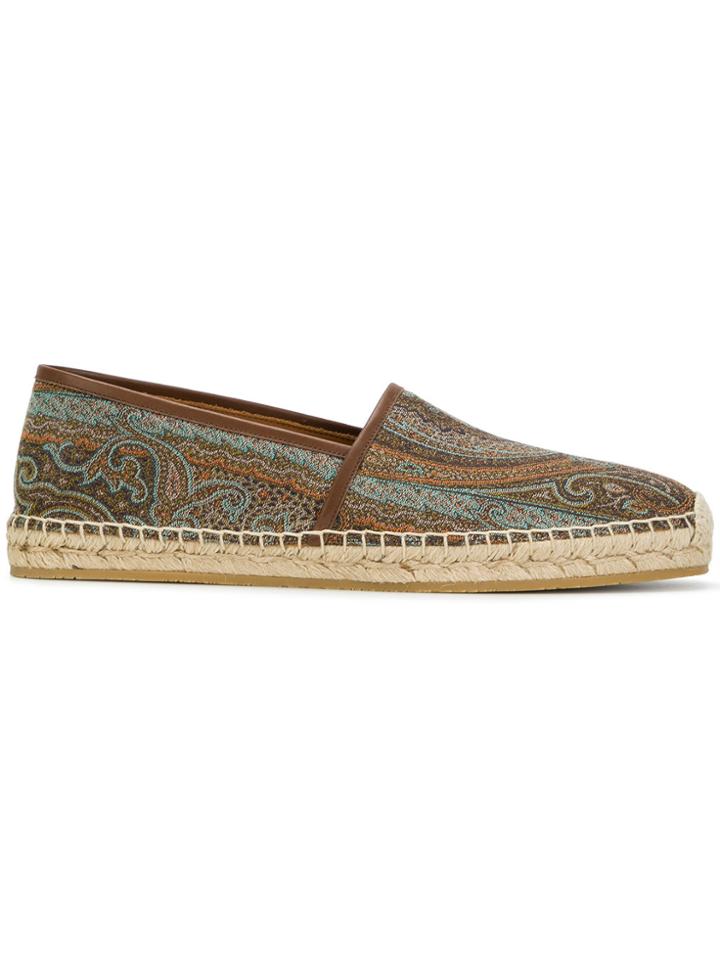 Etro Embroidered Pattern Espadrilles - Brown
