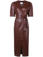 Nanushka Wrap Around Midi Dress - Brown
