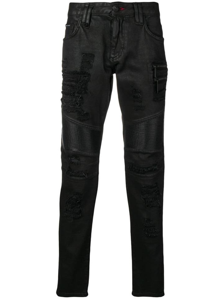 Philipp Plein Distressed Biker Jeans - Black