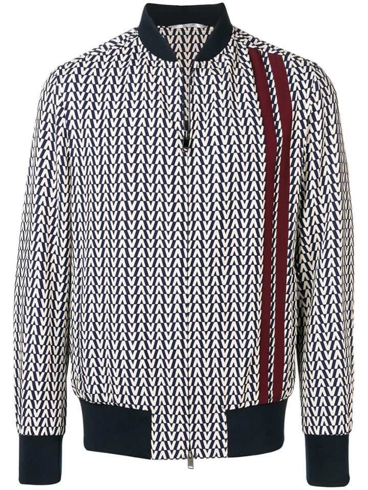 Valentino Optical Print Bomber Jacket - Blue