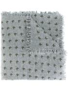 Fefè Butterfly Print Scarf, Adult Unisex, Grey, Wool/viscose/polyamide/cashmere